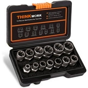 Bolt Extractor Set, 13+1 Pieces Impact Bolt & Nut Remover Set Made by THINKWORK TW6008