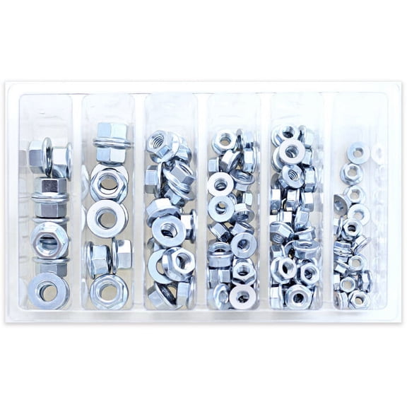 Bolt M5/M6/M8/M10 Hex Flange Nut Small Service Assortment 140 Pack (SV-FNUT)