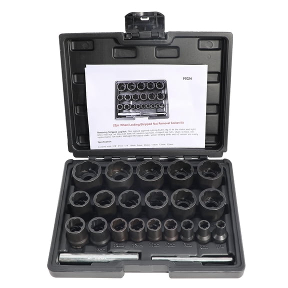 Bolt Nut Extractor Set, 1/2" and 3/8" Drive Impact Lug Nut Remover Socket Tool, Wheel Lock Removal Kit for Extracting Damaged, Stripped Frozen Nuts & Screws Twist Socket Set