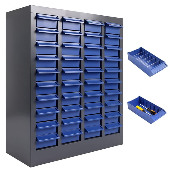 40 Drawers Bolt and Nut Tool Storage Cabinet with Shelves & Labels, Tool Organizer Bolt Bins Organizer, Blue, 21lbs, Nut and Bolt Organizer for Auto Repair Shop, Factory