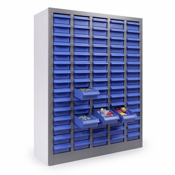 Bolt and Nut Tool Storage Cabinet for Workshop Garage Office, Rustproof Parts Cabinet, Durable Nut and Bolt Organizer with Label Slots and Removable Dividers
