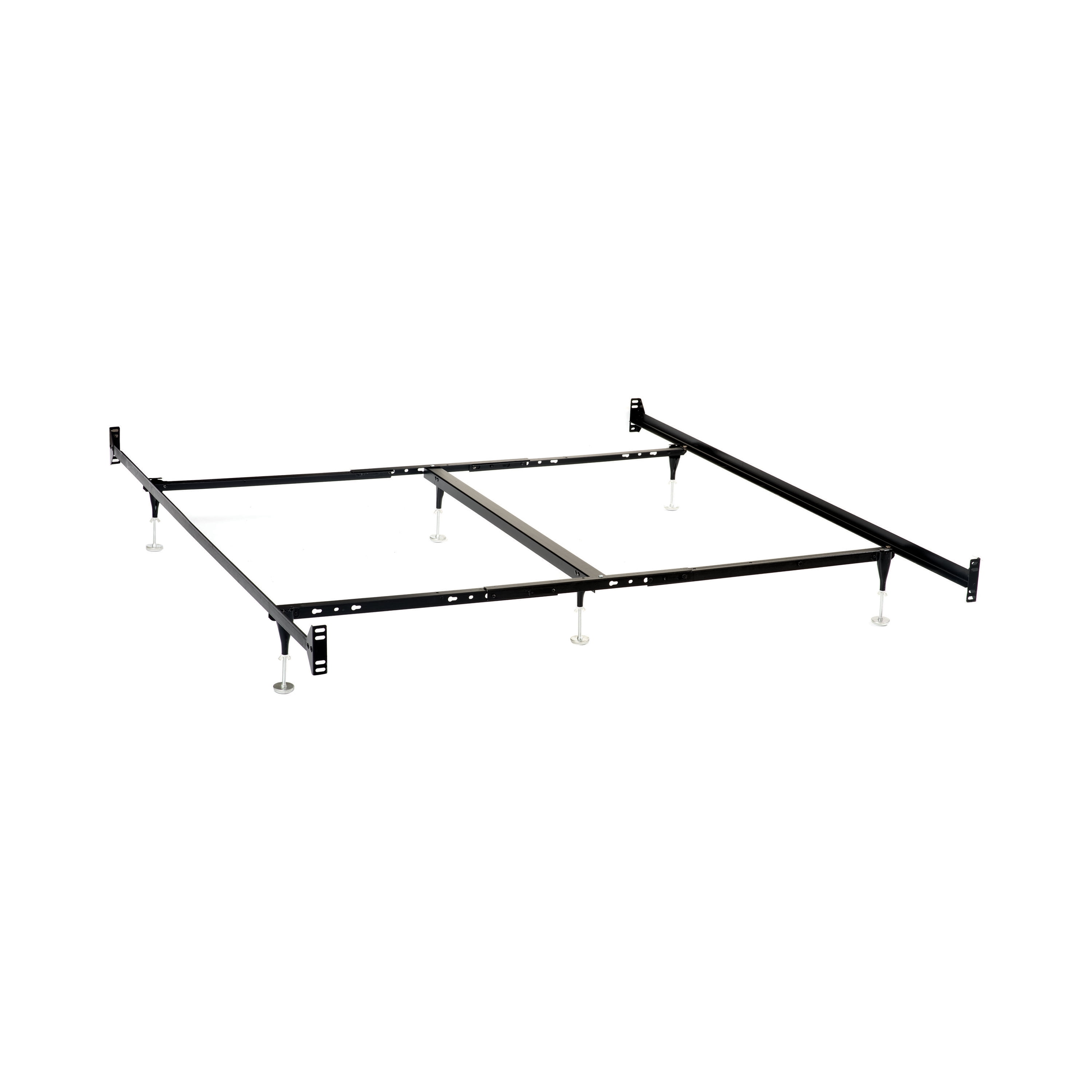 Black Metal Upholstered California King Bed Frame with Headboard
