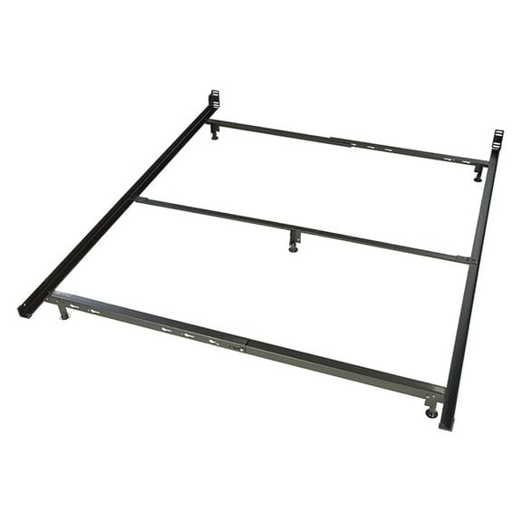 Bolt On Headboard Metal Bed Frame Queen Black - Low Profile 5 Leg Support for Memory Foam & Box Spring Mattress