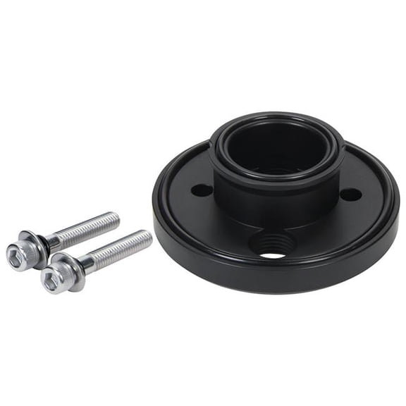 Bolt-On Remote Oil Filter Mount with 0.5 in. Female Inlet & Outlet for Small Block Chevy Ford V8 - Black Anodize