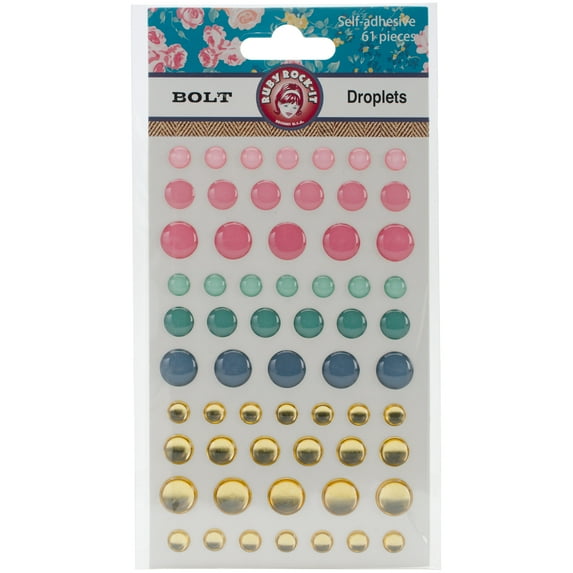 Bolt Self-Adhesive Droplets 61/Pkg-, Pk 4, Ruby Rock-It