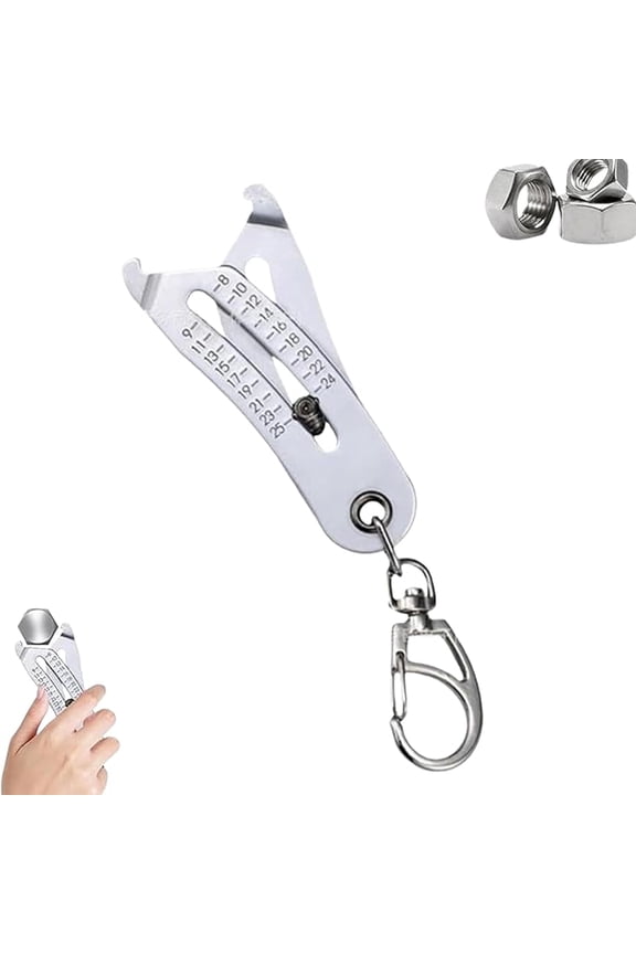 Bolt Size Finder, Quickly Determine Socket Sizes, Portable Precise Thread Size Checker Keychain,Bolt Sizee Finder Tool,Bolt and Nut Sizer, For Fast and Hand Measurement, For Mechanics&DIY (1Pcs)