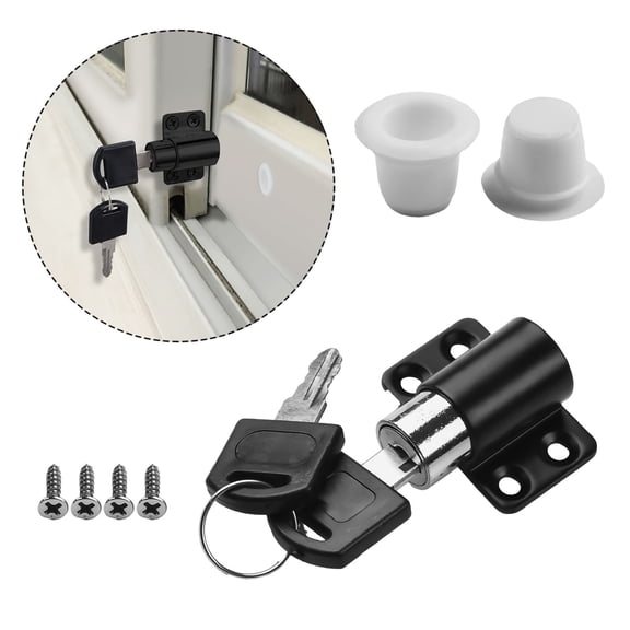 Bolt Sliding Door Lock Patio Anti-Theft Door Locks Easy Install Protection Security White/Silver/Black Easy To Install Black Fangkenuo