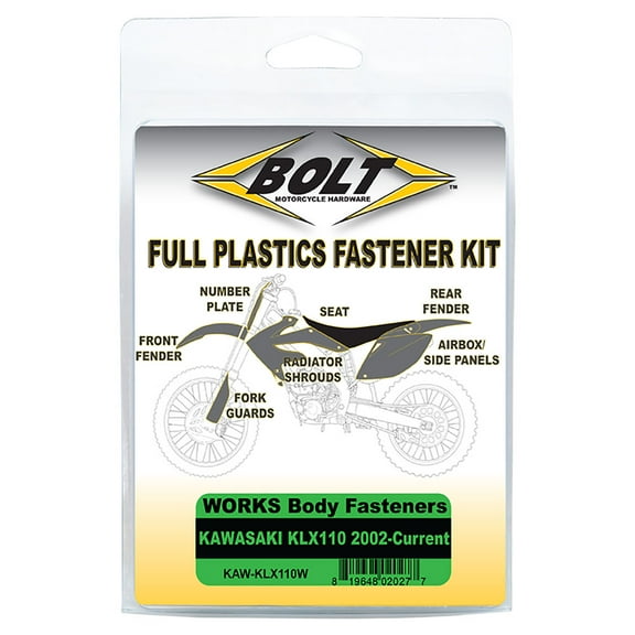 Bolt Works Full Plastics Fastener Kit For Kawasaki KLX110 2002-2020