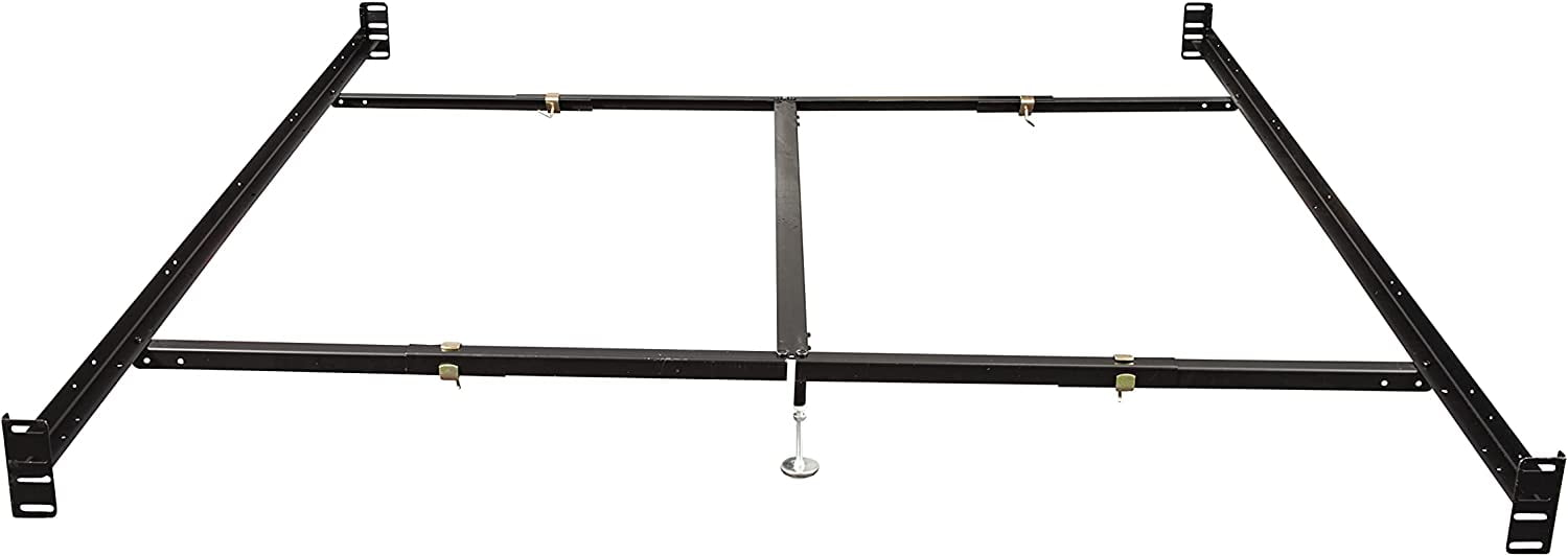Black Adjustable Steel Bed Frame with Center Support