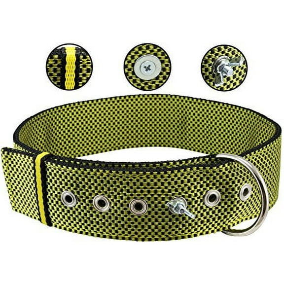 Bolted Heavy Duty Extra Wide Triple Layer Tie Out Dog Collar for XLarge Dogs 20"-24" Neck, 2" Wide (Yellow)
