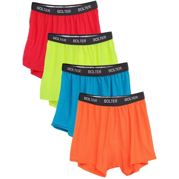 Bolter Men's 4 Pack Performance Boxers Shorts (Large, Neons)