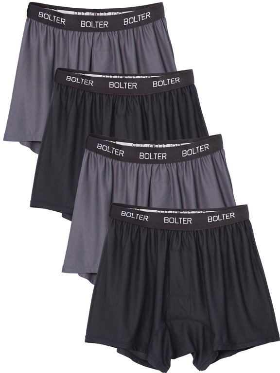 Men's 4 Pack Performance Boxers Shorts (XXX-Large, Black/Grey)
