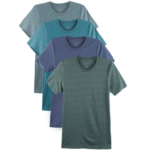 Bolter Mens 4-Pack Crew Neck T-Shirts Cotton Poly Blend (4X-Large, H. Blue-Green)