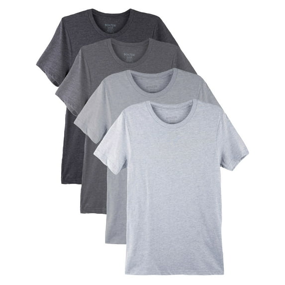 Bolter Mens 4-Pack Crew Neck T-Shirts Cotton Poly Blend (4X-Large, H. Greys)