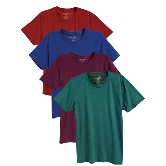 Bolter Mens 4-Pack Crew Neck T-Shirts Cotton Poly Blend (Small, H. Harvest)