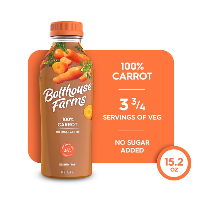 (2 pack) Bolthouse Farms 100% Carrot Vegetable Juice, 15.2oz - Walmart.com