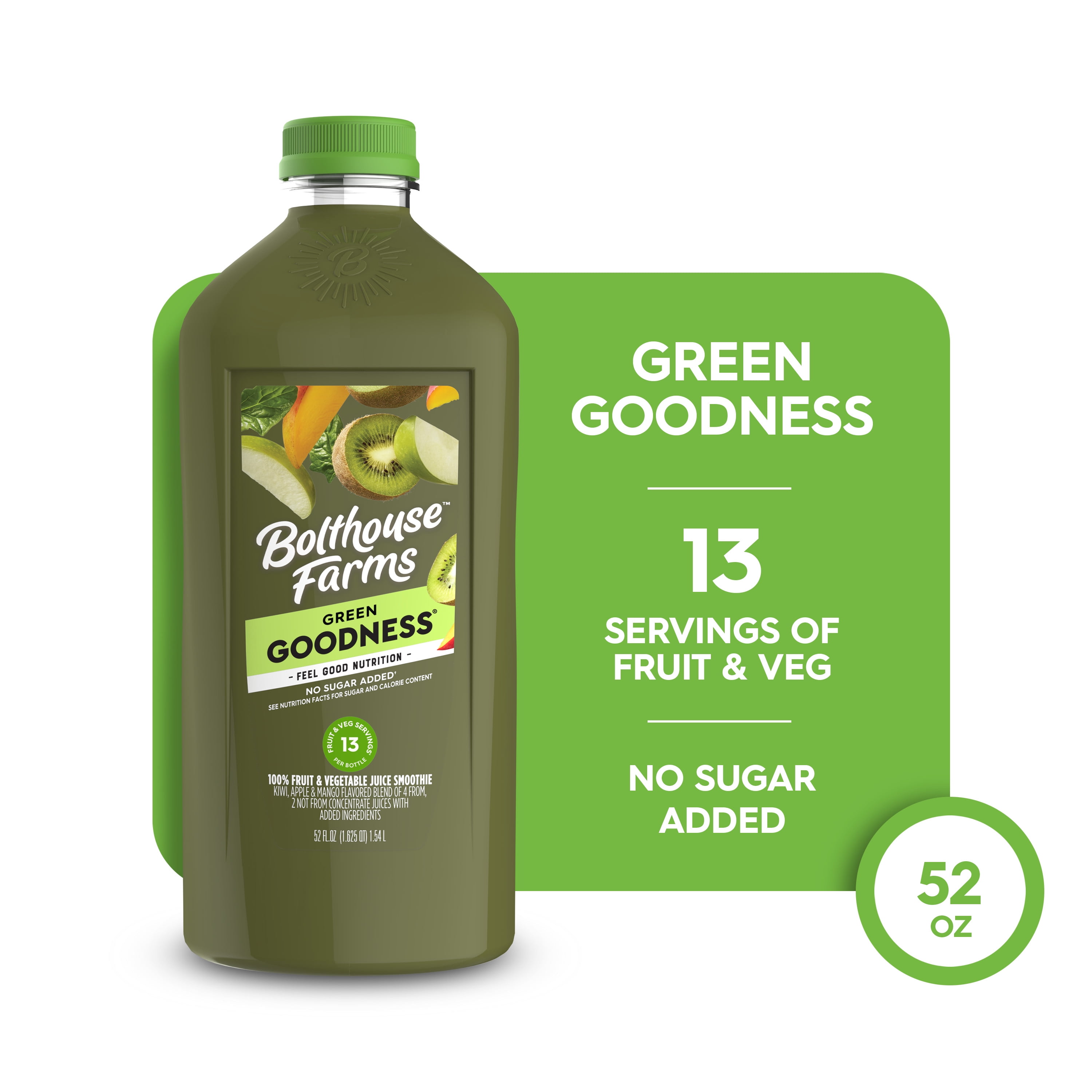 Bolthouse Farms Fruit Juice Smoothie, Green Goodness, 52 fl. oz. Bottle - Walmart.com