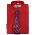thumbnail image 1 of Boltini Italy Boys Kids Toddlers Long Sleeve Dress Shirt Set with Matching Tie (Red, 8), 1 of 1