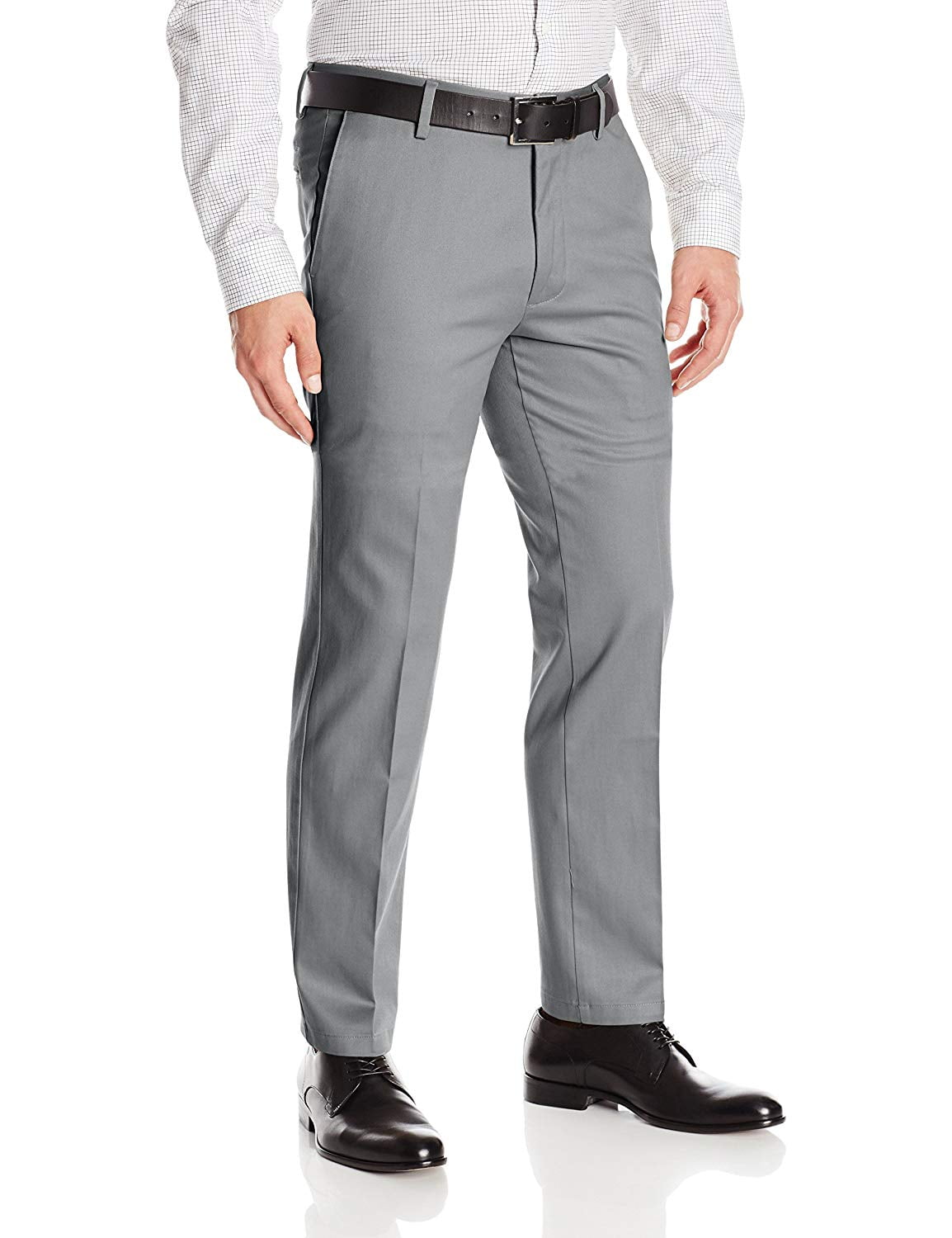Boltini Italy Men's Flat Front Slim Fit Slacks Trousers Dress Pants (Light  Gray, 38x30) 