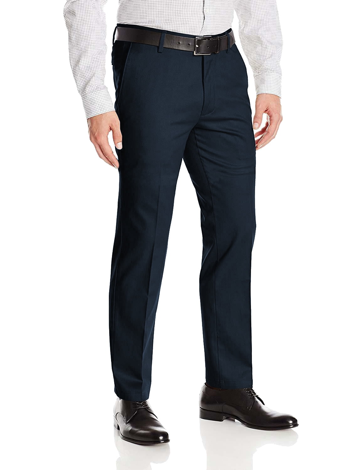 Boltini Italy Men's Flat Front Slim Fit Slacks Trousers Dress Pants (Black,  30x32) 