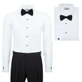 thumbnail image 1 of Boltini Italy Men’s Premium Tuxedo Lay Down Collar Dress Shirt with Bow Tie (4XL - Sleeve: 36/37), 1 of 4