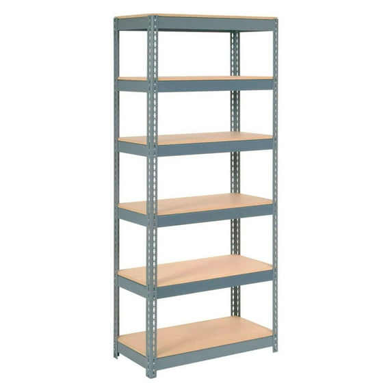 Boltless Extra Heavy Duty Shelving 36"W x 12"D x 96"H, 6 Shelves, Wood Deck