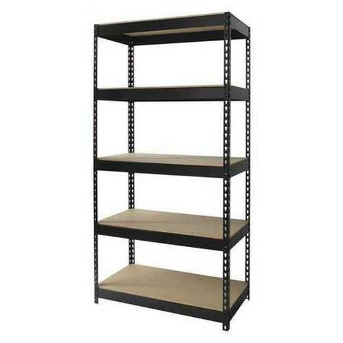 Black Riveted Steel 5-Shelf Heavy-Duty Storage Unit