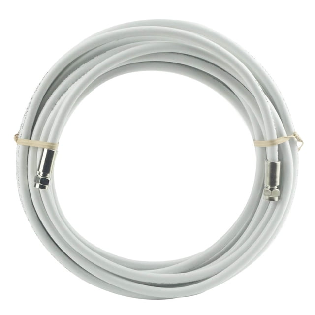 25ft WHITE RG-6 Coaxial Cable With Male F-Connectors - For Digital TV, Cable, Internet