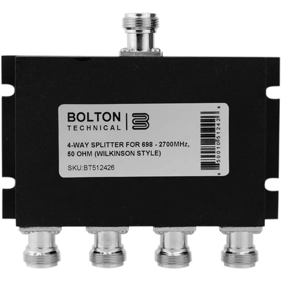 Bolton 4-Way Splitter for 698-2700 MHz Wilkinson Style 50 Ohm