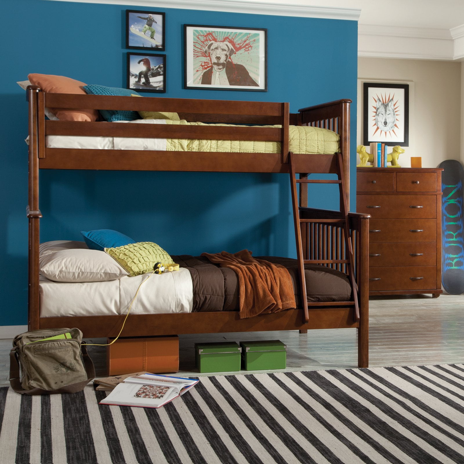 Bolton Furniture Mission Twin-Over-Full Bunk Bed, Chestnut