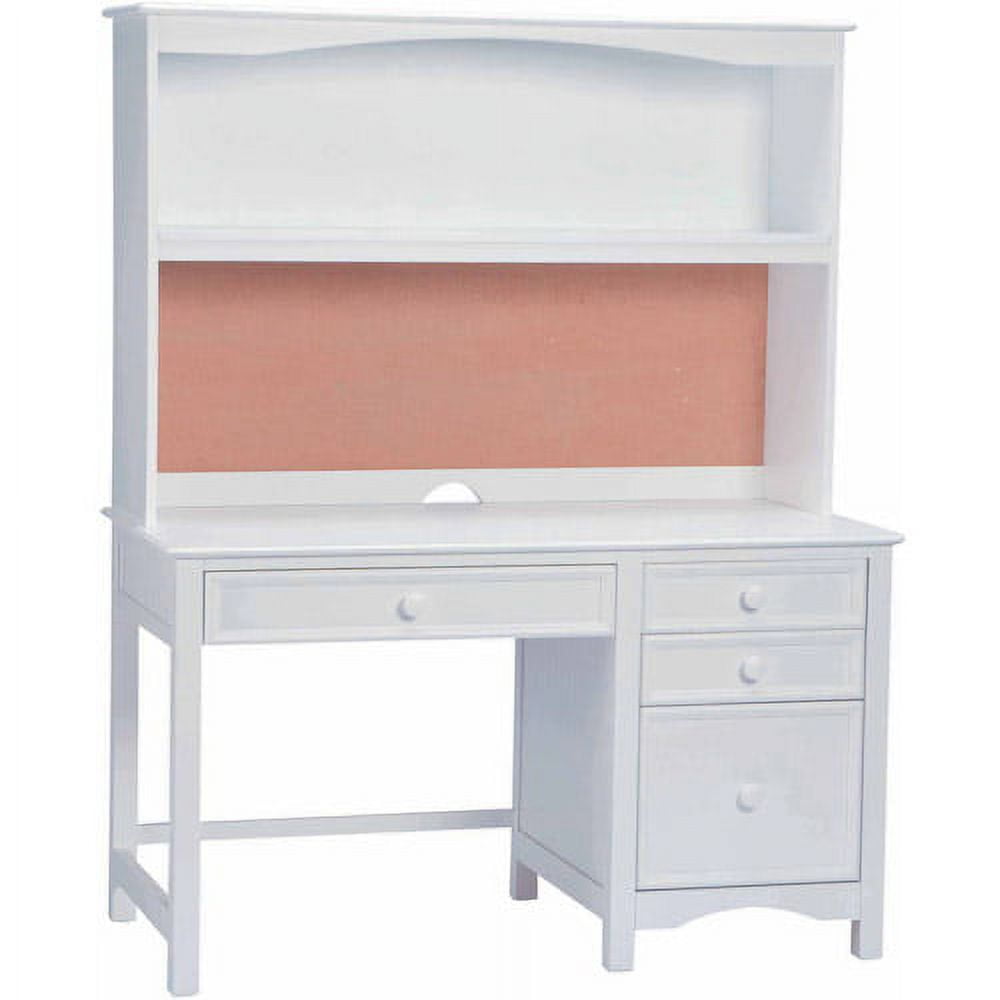 Bolton Furniture Wakefield Pedestal Desk with Hutch Set, White