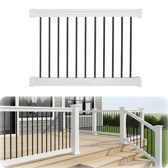 Bolton Porch and Deck Railing Kit Aluminum and Vinyl Railing Kit for Decks, Porches, Balcony Railing, and More (36 x 48)