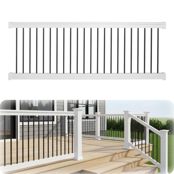 Bolton Porch and Deck Railing Kit Aluminum and Vinyl Railing Kit for Decks, Porches, Balcony Railing, and More (36 x 72)