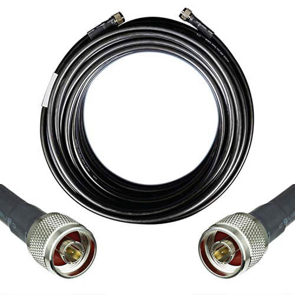25ft Coax Jumper Cable - LMR-240/RG8X With PL-259 Male Connectors, Made In USA, UV & Moisture Resistant
