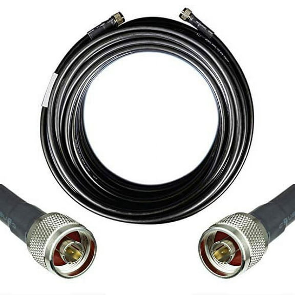 Bolton400 50-ohm N-Male to N-Male Black Coax Cable - Low Loss Coaxial LMR400 Equivalent (60ft N-Male to N-Male)