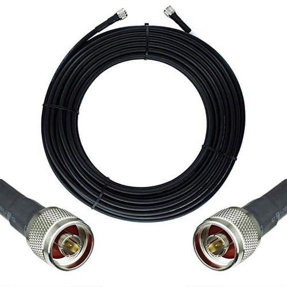 Bolton400 Cable - LMR400 Equivalent Coaxial Cable 75ft - Heavy Duty Ultra Low Loss Coax Cable 50ohm - N Male to N Male - 75 Feet Black - for Home and Commercial Signal Booster Installations…