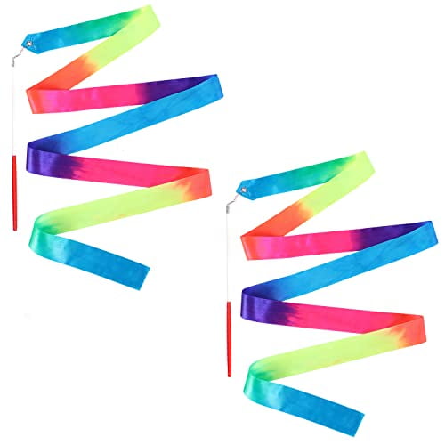 10pcs Rainbow Dance Ribbons Streamers, Ribbon Wand, Kids' Gymnastic