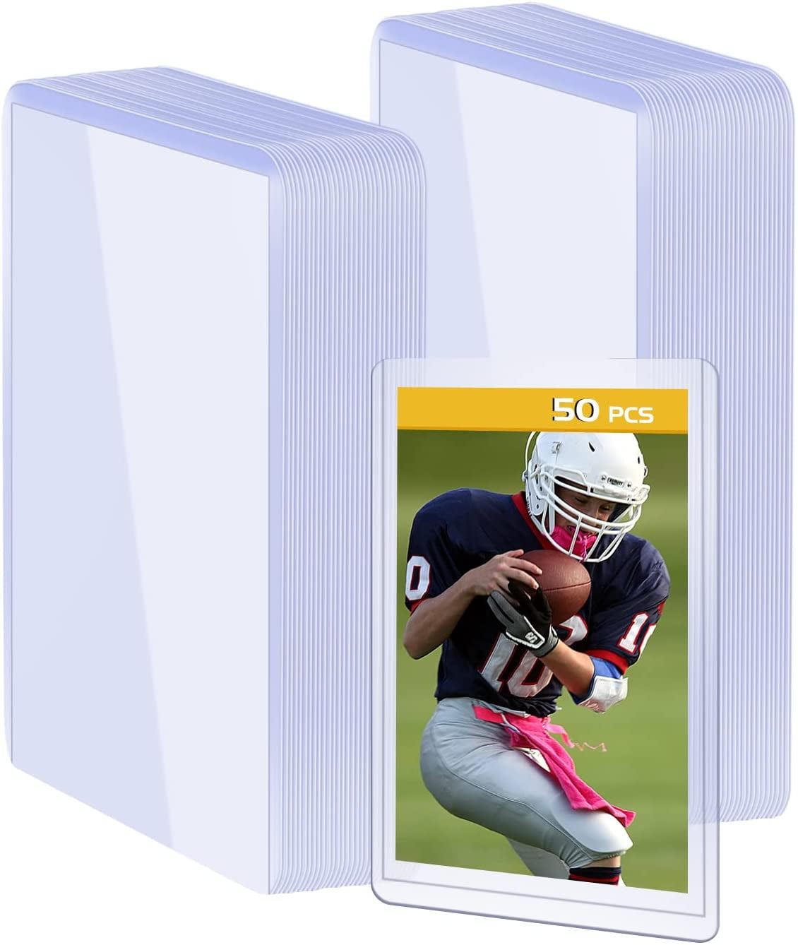 Boluotou 50 Pack 3"x4" Hard Plastic Card Sleeves Top Loaders for Cards