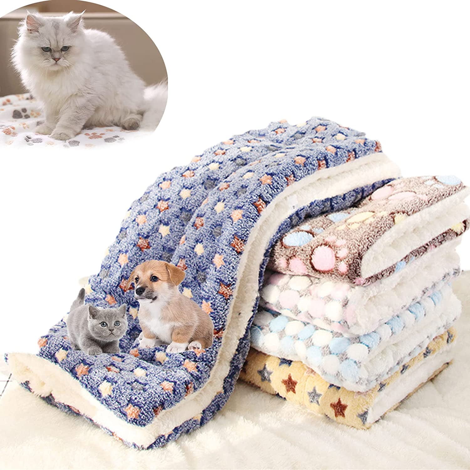 Boluotou Cozy Calming Cat Blanket, Dog/Cat Self Heating Pet Pad,No Electricity Heated Cat Bed