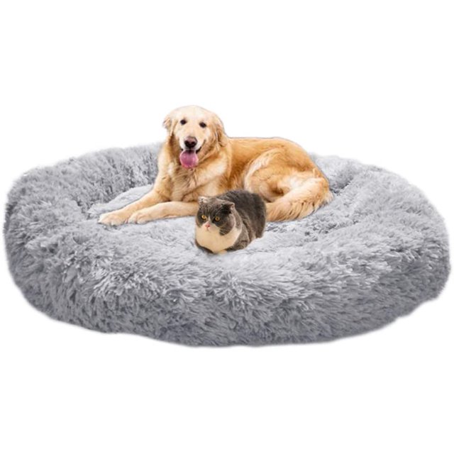 Boluotou Warm Fluffy Extra Large Dog Beds, Washable Round Calming Fur