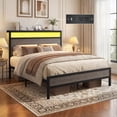 thumbnail image 1 of Bolvdo Full Bed Frame with Headboard, Noise-Free, Charging Station, LED Light, No Box Spring Needed, Gray, 1 of 7