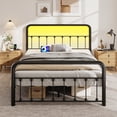 thumbnail image 1 of Bolvdo Full Bed Frame, Classic Metal Platform Bed Frame, with Charging Station and LED, No Need for Springs, Black, 1 of 8