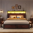 thumbnail image 1 of Bolvdo Queen Size Lodge Medium Density Fiberboard Bookcase Bed with Charging Station, Brown, 1 of 7