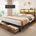 thumbnail image 1 of Bolvdo Full Bed Frame with Headboard and Storage,2-Tier Storage Headboard & Foot-Board Drawers, Rustic Brown, 1 of 8