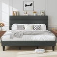 thumbnail image 1 of Bolvdo King Bed Frame with Velvet Upholstered Headboard, Metal Support, No Box Spring Needed, Noise Free, Easy Assembly, 1 of 8