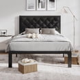 thumbnail image 1 of Bolvdo Twin Bed Frame with Upholstered Headboard, Heavy-Duty Metal Support, Noise-Free, No Box Spring Needed, Black, 1 of 7