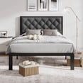 thumbnail image 1 of Bolvdo Bed Frame with Linen Upholstered Headboard, Twin, Metal Support, No Box Spring Needed, Noise Free, Under Bed Storage, Easy Assembly, Grey, 1 of 7