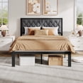 thumbnail image 1 of Bolvdo Full Upholstered Bed Frame with Tufted Headboard, Heavy-Duty Metal Support, Noise-Free, No Box Spring Needed, Easy Assembly, Grey, 1 of 7