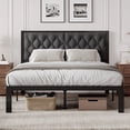 thumbnail image 1 of Bolvdo Bed Frame with Linen Upholstered Headboard, Queen, Metal Support, No Box Spring Needed, Grey, 1 of 7