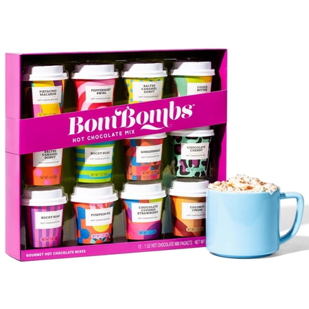 Thoughtfully Hot Chocolate Mix Gift Set – 12 Mini Cups, Powdered Drink Mix, Dessert Flavors, Single-Serve